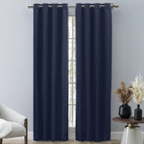 Grasscloth Lined Grommet Panel Navy - Navy